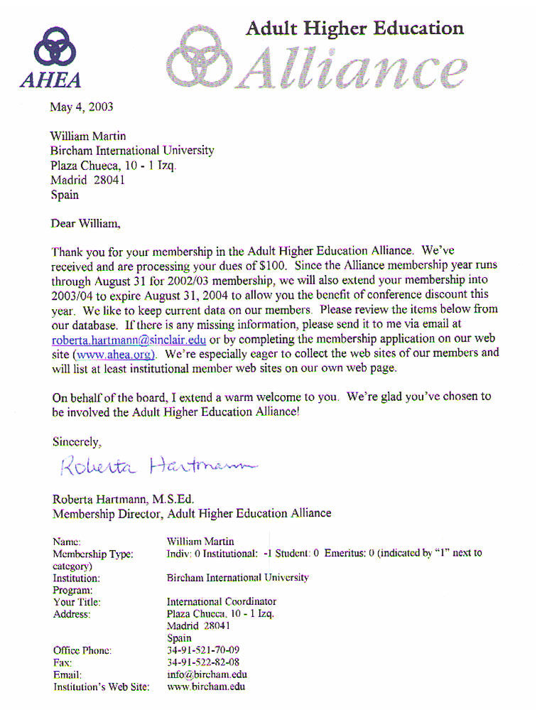 Bircham University AHEA - Adult Higher Education Alliance Bircham University AHEA - Adult Higher Education Alliance