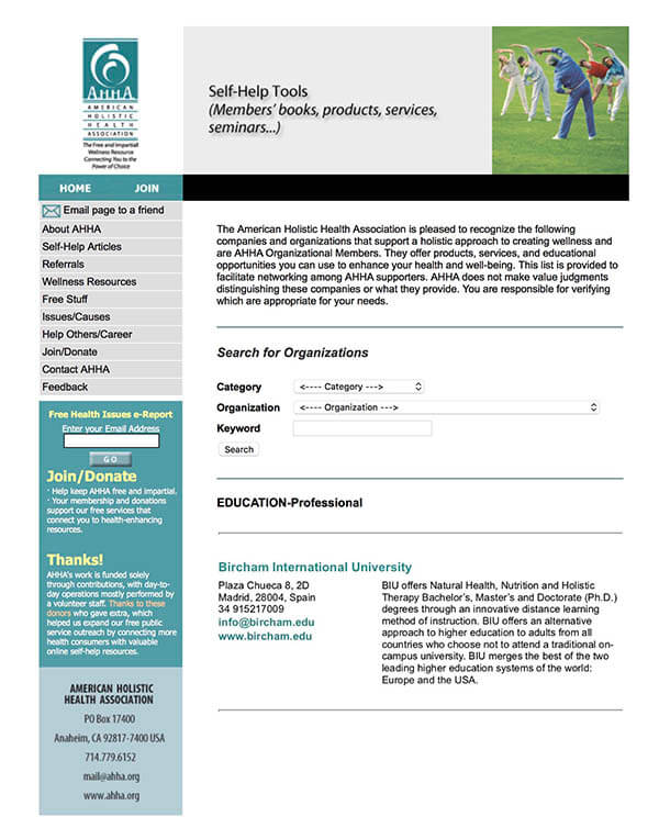 Bircham University AHHA - American Holistic Health Association Bircham University AHHA - American Holistic Health Association