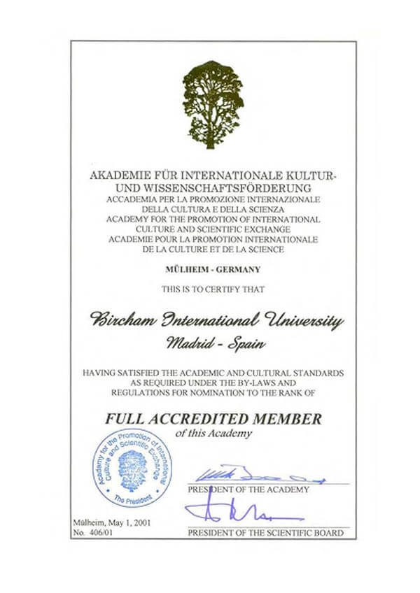 Bircham University APICS - Accademia per la Promozione Internazionale della Cultura e della Scienza Bircham University APICS - Accademia per la Promozione Internazionale della Cultura e della Scienza