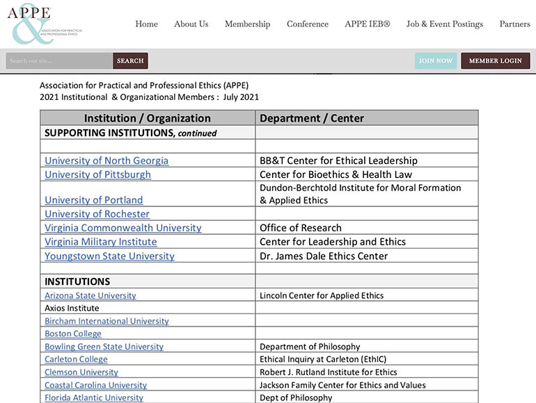 Bircham University APPE - Association for Practical and Professional Ethics Bircham University APPE - Association for Practical and Professional Ethics