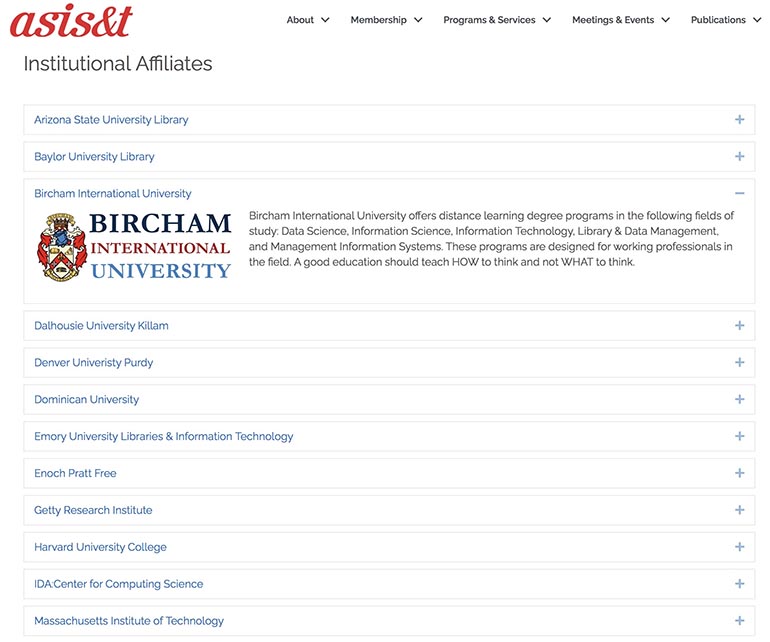 Bircham University ASIST - Association for Information Science and Technology Bircham University ASIST - Association for Information Science and Technology