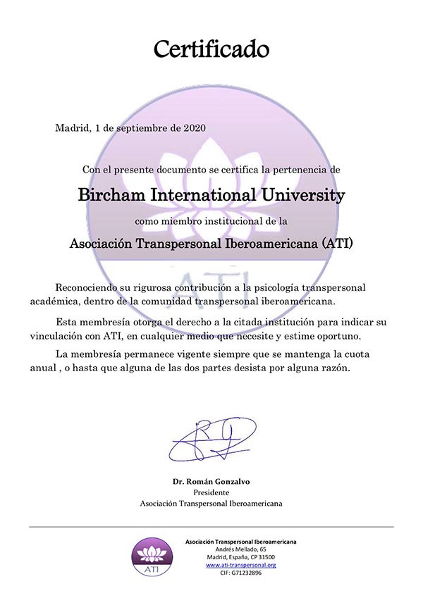 Bircham University ATI - Asociación Transpersonal Iberoamericana Bircham University ATI - Asociación Transpersonal Iberoamericana