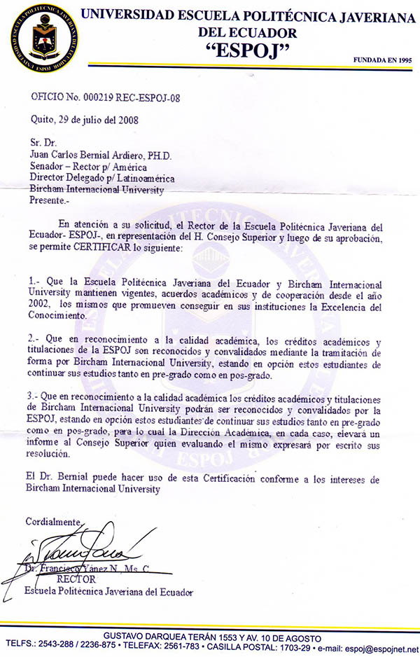 Bircham University ESPOJ - Universidad Politécnica Javeriana Bircham University ESPOJ - Universidad Politécnica Javeriana