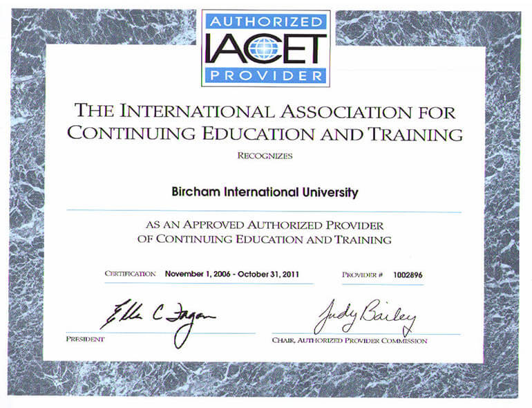 Bircham University IACET - International Association for Continuing Education & Training Bircham University IACET - International Association for Continuing Education & Training