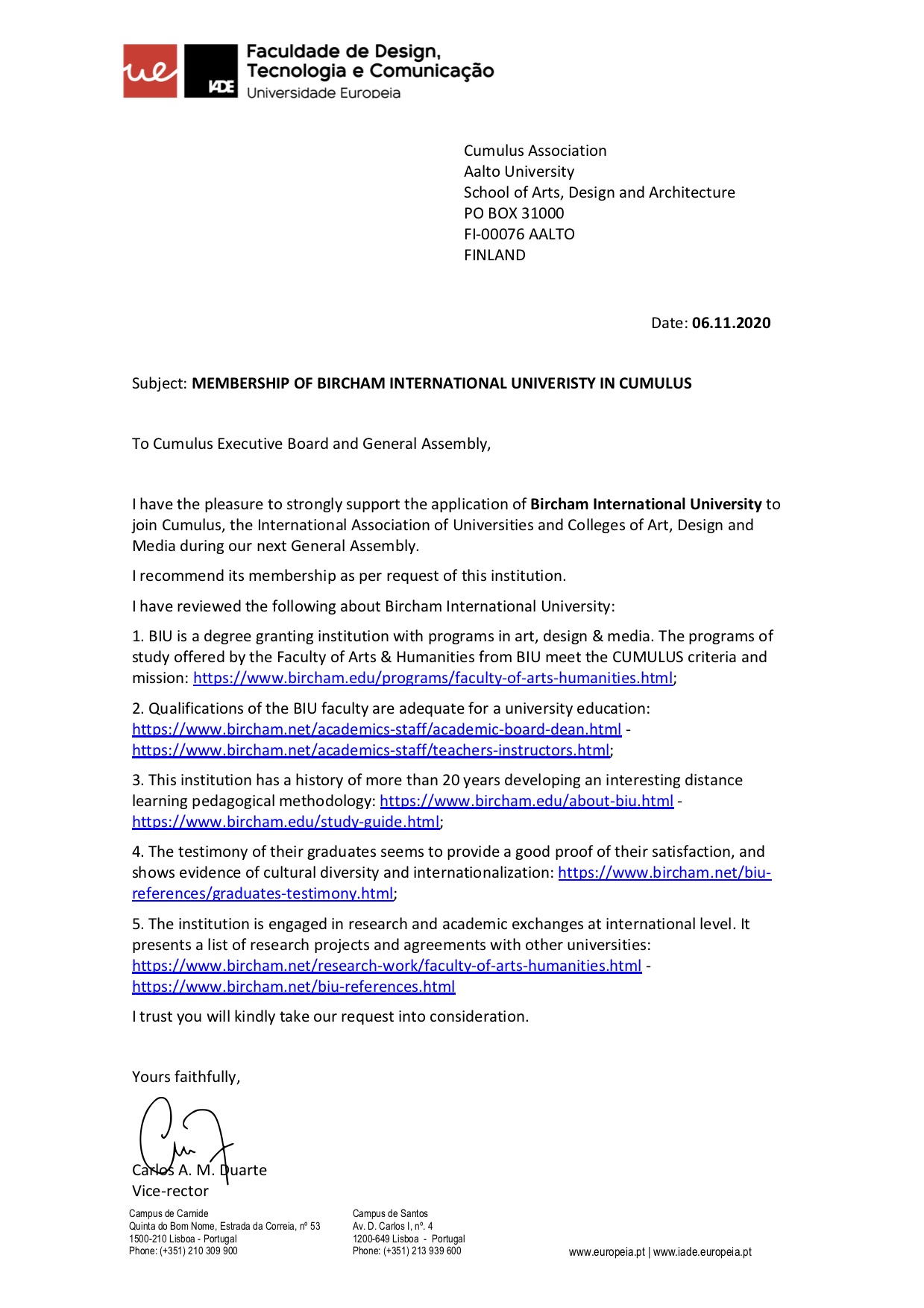 Bircham University IADE - Universidade Europeia (Portugal) Bircham University IADE - Universidade Europeia (Portugal)