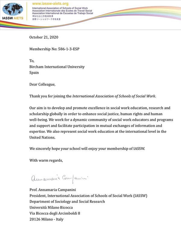 Bircham University IASSW - International Association of Schools of Social Work Bircham University IASSW - International Association of Schools of Social Work