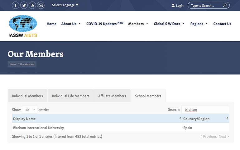 Bircham University IASSW - International Association of Schools of Social Work Bircham University IASSW - International Association of Schools of Social Work