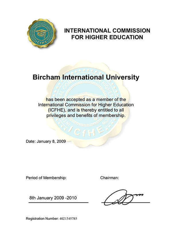Bircham University ICFHE - International Commission for Higher Education Bircham University ICFHE - International Commission for Higher Education