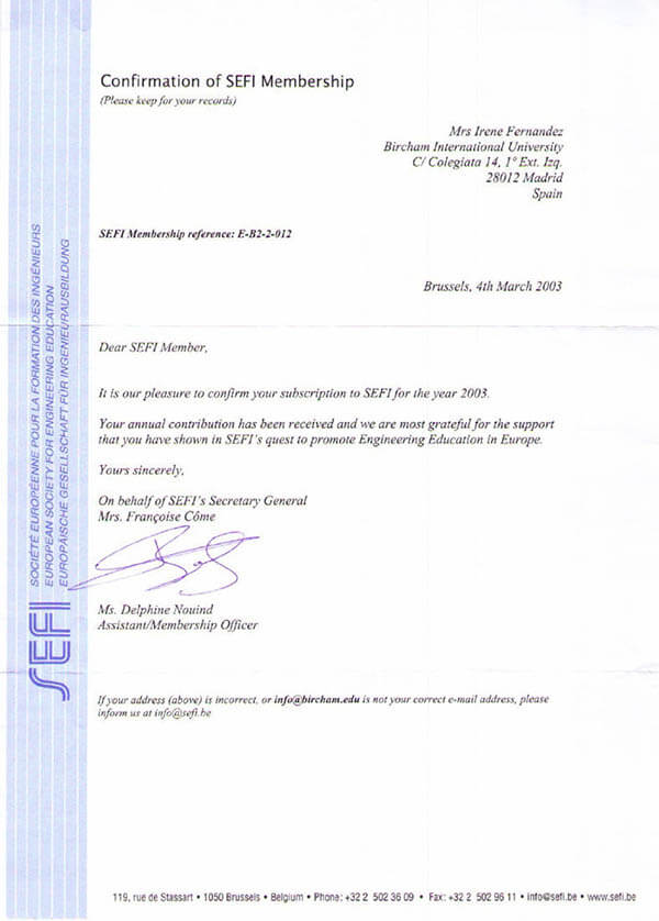 Bircham University SEFI - Societé Européene pour la Formation des Enginieurs Bircham University SEFI - Societé Européene pour la Formation des Enginieurs