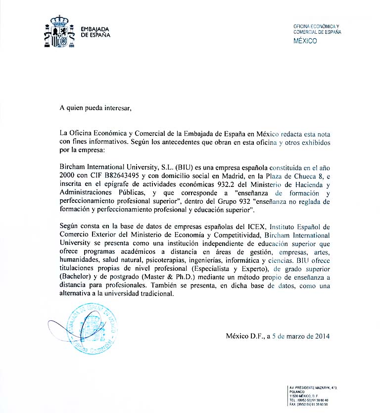 Bircham University Spain ICEX - Instituto Español de Comercio Exterior Bircham University Spain ICEX - Instituto Español de Comercio Exterior