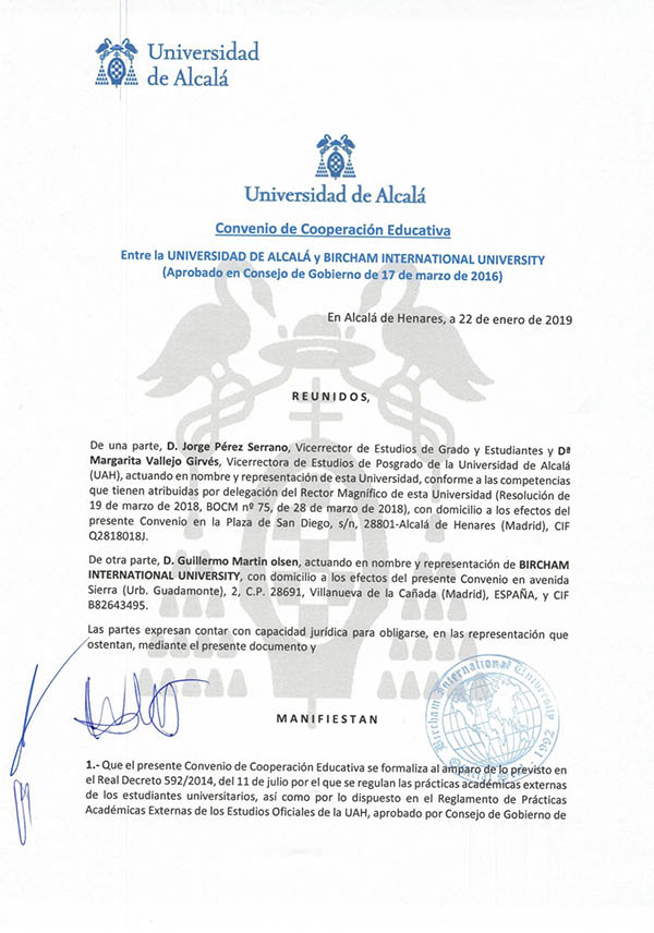 Bircham University UAH - Universidad de Alcalá (Spain) Bircham University UAH - Universidad de Alcalá (Spain)
