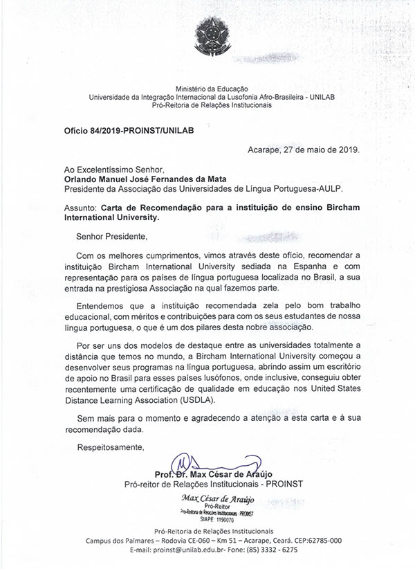 Bircham University UNILAB - Universidade da Integração Internacional da Lusofonia Afro-Brasileira Bircham University UNILAB - Universidade da Integração Internacional da Lusofonia Afro-Brasileira
