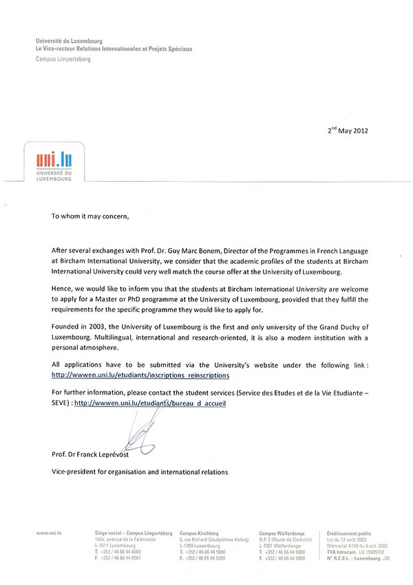 Bircham University UniLu - University of Luxembourg Bircham University UniLu - University of Luxembourg