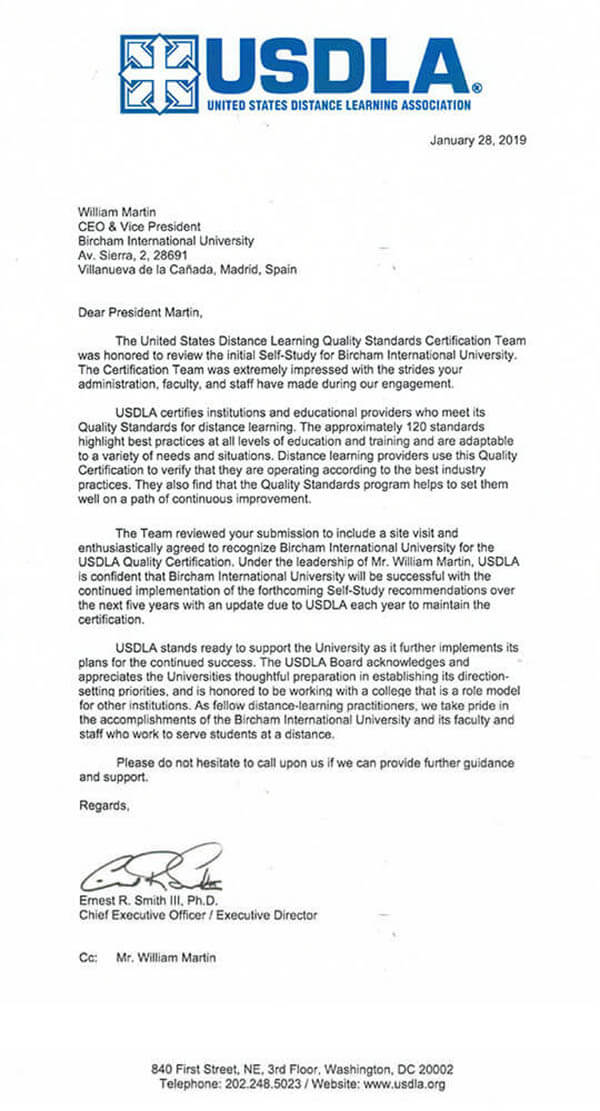 Bircham University USDLA - United States Distance Learning Association Bircham University USDLA - United States Distance Learning Association